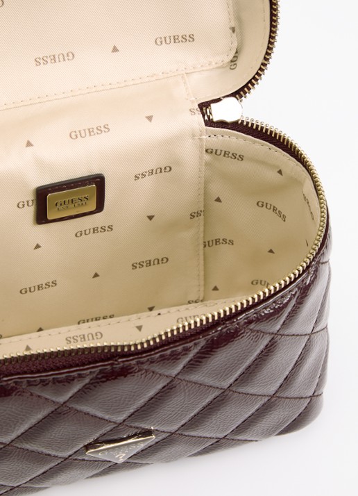 GUESS Juliet Canister handtas met quilt patroon en afneembare schouderriem - detail 3 bordeauxrood