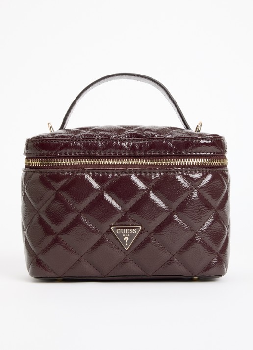 GUESS Juliet Canister handtas met quilt patroon en afneembare schouderriem - voorkant bordeauxrood