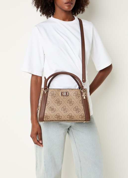GUESS Karnilla Logo schoudertas met logo en afneembare schouderriem  - voorkant 3 bruin