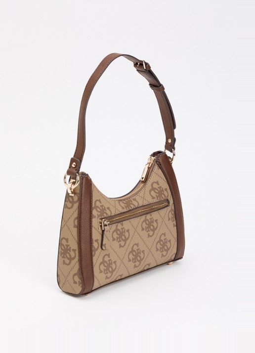 GUESS Karnilla Logo schoudertas met verstelbare schouderriem  - achterkant bruin