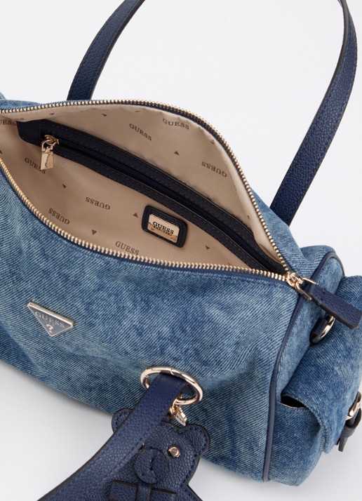 GUESS Kassie handtas van denim met tasbedel en afneembare schouderriem  - detail 2 indigo