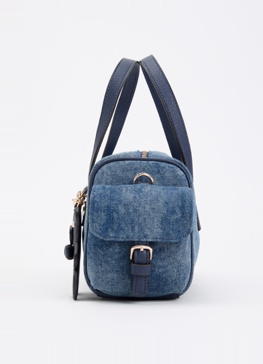 GUESS Kassie handtas van denim met tasbedel en afneembare schouderriem  - detail 3 indigo