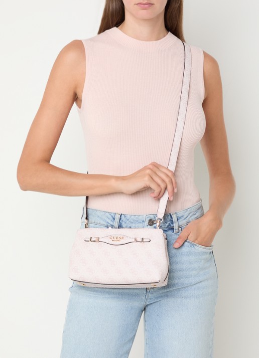 GUESS Katya crossbodytas met logoprint - voorkant 5 lichtroze