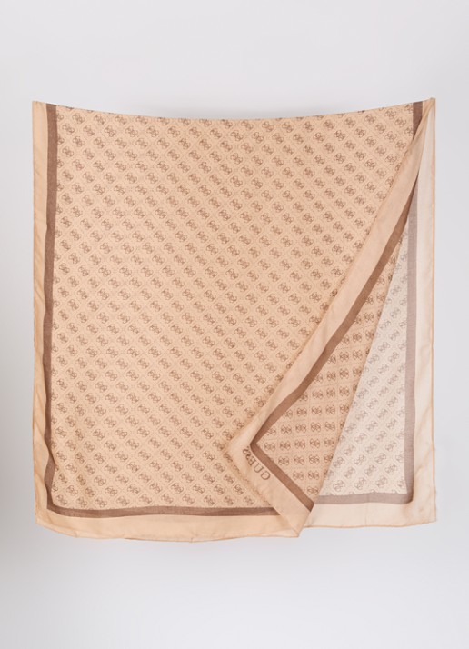 GUESS Katya sjaal met logoprint 180 x 90 cm - detail camel