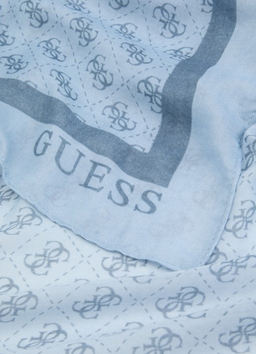 GUESS Katya sjaal met logoprint 180 x 90 cm - detail 2 staalblauw