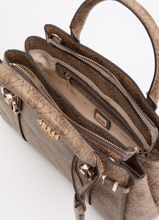 GUESS Leona Logo crossbodytas met logoprint en afneembare schouderriem  - detail 4 bruin