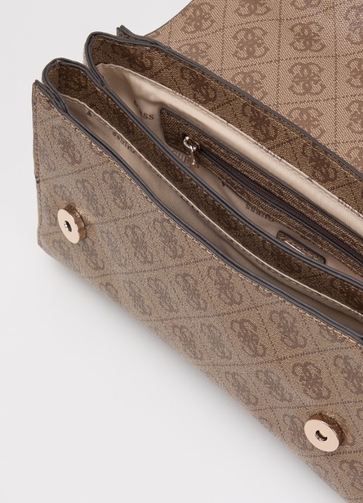 GUESS Leona Logo crossbodytas met logoprint  - detail 5 zand