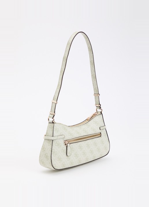 GUESS Leona logo schoudertas met logoprint  - achterkant 4 lichtgroen
