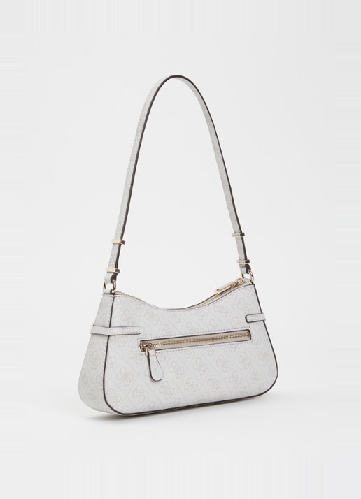 GUESS Leona schoudertas met logoprint - achterkant 3 gebroken wit
