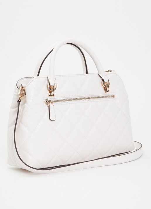 GUESS Libby handtas met logoprint en afneembare schouderriem - achterkant 7 gebroken wit
