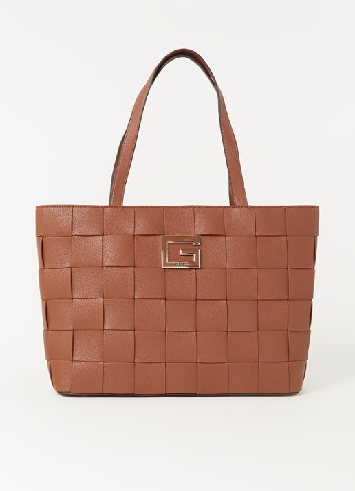 GUESS Liberty City shopper met logo - voorkant 4 hazelnootbruin