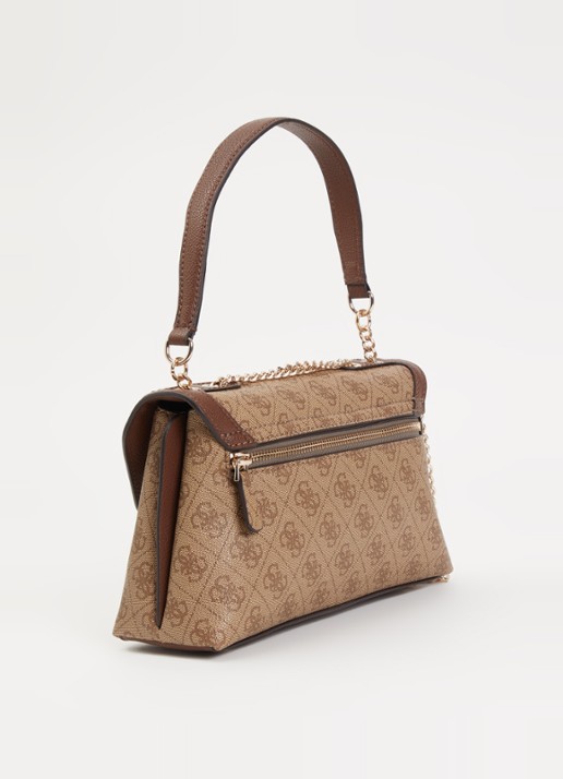 GUESS Lindsay schoudertas met logoprint - achterkant beige