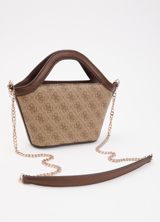 GUESS Lindsey Mini handtas met logoprint  - achterkant 2 bruin