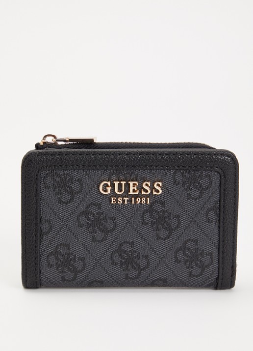 GUESS Lindsey portemonnee met logoprint - voorkant antraciet