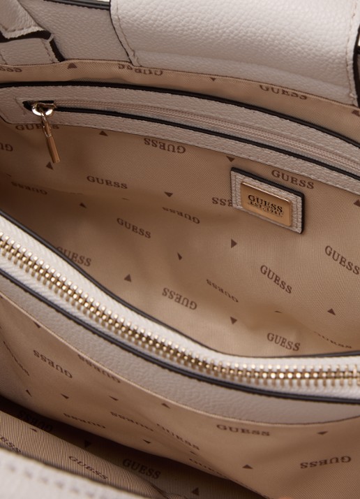 GUESS Lindsey schoudertas met logoprint en tasbedel  - detail 3 ivoor