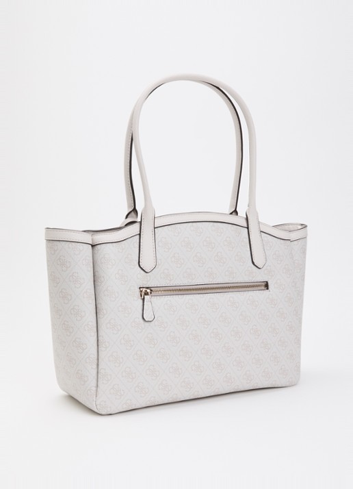 GUESS Lindsey schoudertas met logoprint - achterkant 5 creme