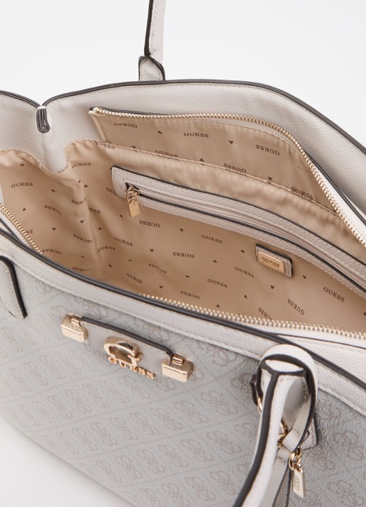 GUESS Lindsey schoudertas met logoprint - detail creme