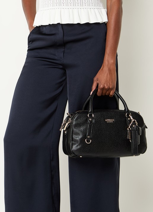 GUESS Marsha mini handtas met logo en tasbedel  - voorkant 6 zwart