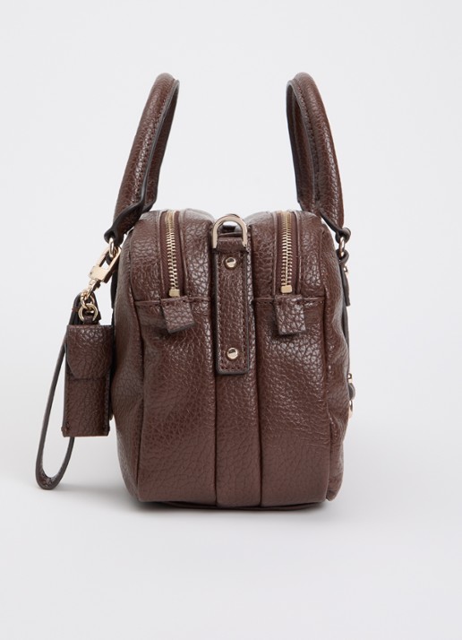GUESS Marsha mini handtas met logo en tasbedel  - detail 6 donkerbruin