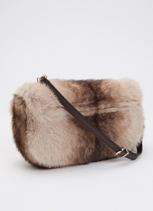 GUESS Mavis schoudertas van teddy - achterkant 5 beige