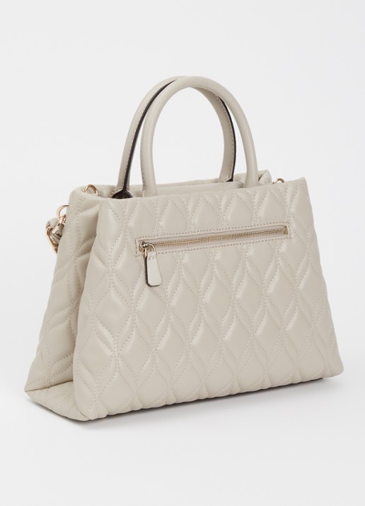 GUESS Maxine handtas met quilt patroon en afneembare schouderriem - achterkant donkerbeige