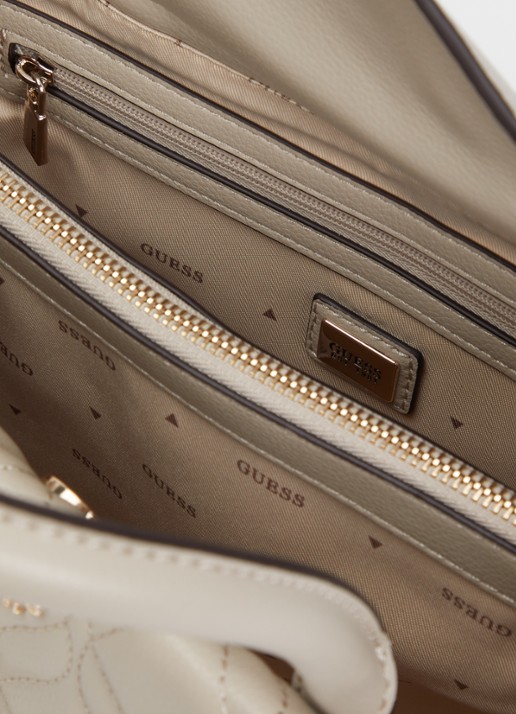 GUESS Maxine handtas met quilt patroon en afneembare schouderriem - detail 3 donkerbeige