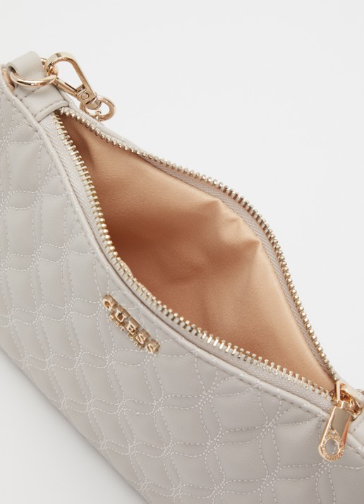 GUESS Maxine handtas met quilt patroon - detail 3 grijs