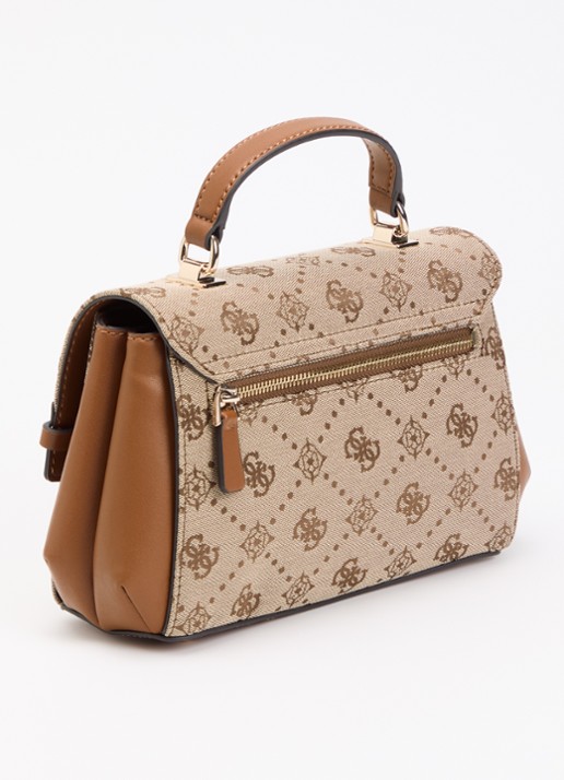 GUESS Melinda Logo handtas met logoprint en afneembare schouderriem  - achterkant 4 bruin