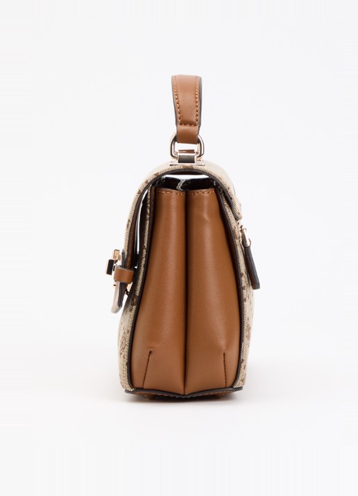 GUESS Melinda Logo handtas met logoprint en afneembare schouderriem  - detail 2 bruin