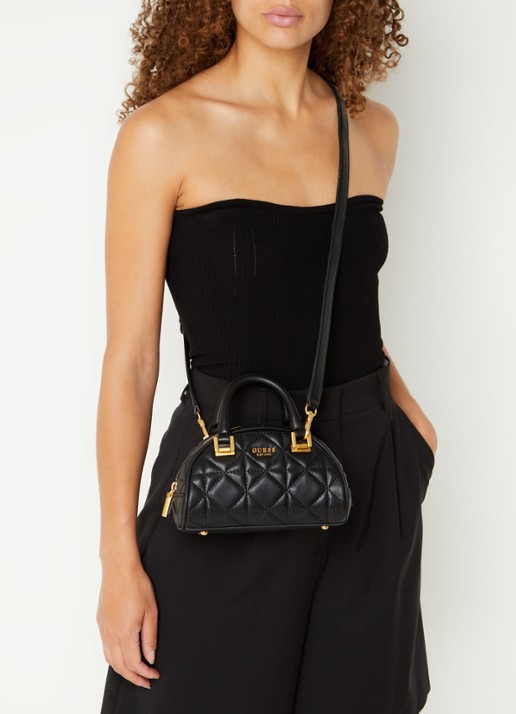GUESS Mildred quilted handtas met afneembare schouderriem  - voorkant 2 zwart