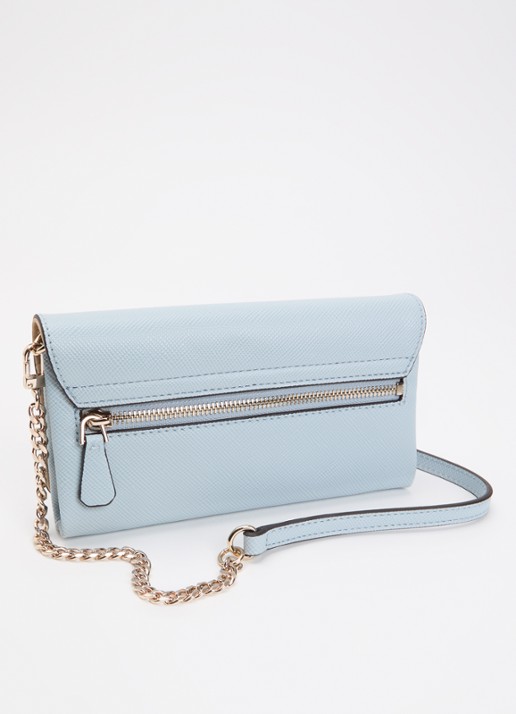 GUESS Noelle II crossbodytas met logo en afneembare schouderriem - achterkant 3 lichtblauw