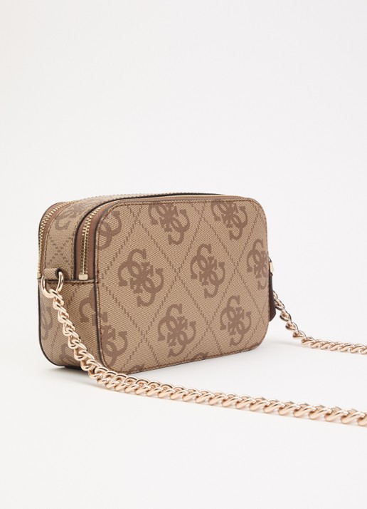 GUESS Noelle II crossbodytas met logoprint - achterkant 5 lichtbruin
