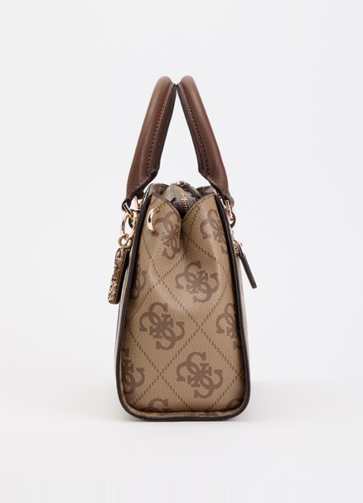 GUESS Noelle II handtas met logoprint en afneembare schouderriem - detail 3 lichtbruin