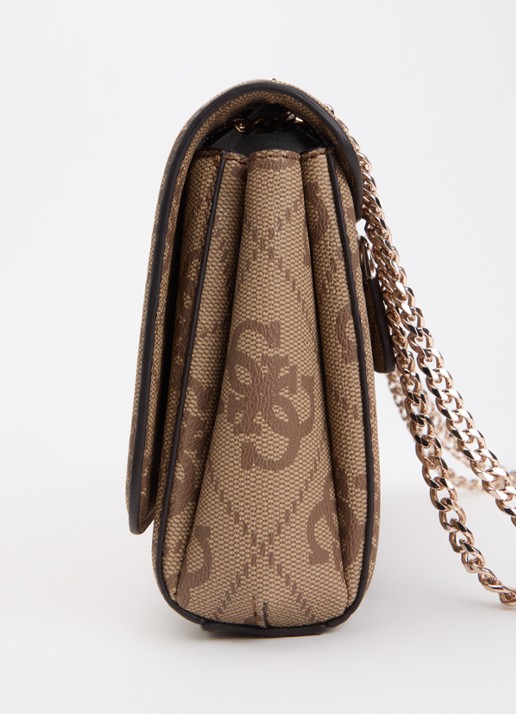 GUESS Noelle II schoudertas met logo - detail 5 lichtbruin