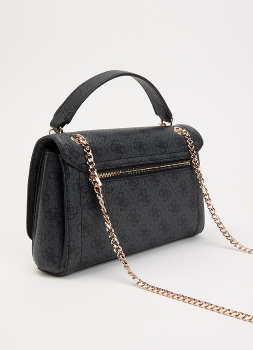 GUESS Noelle II schoudertas met logoprint en verstelbare schouderriem  - achterkant antraciet