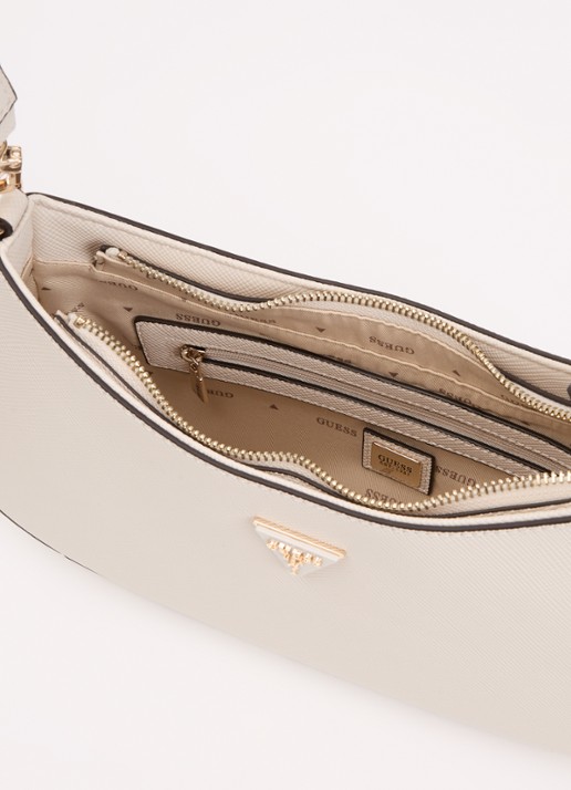 GUESS Noelle ll schoudertas met logoprint en afneembare schouderriem - detail 2 gebroken wit