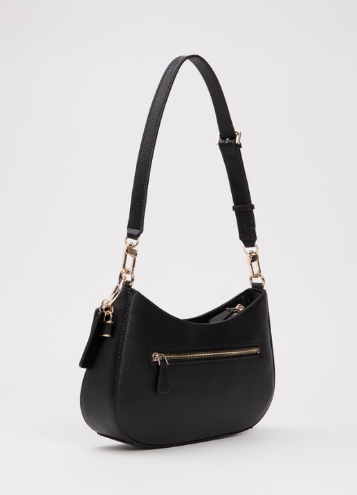 GUESS Noelle ll schoudertas met logoprint en afneembare schouderriem - achterkant zwart