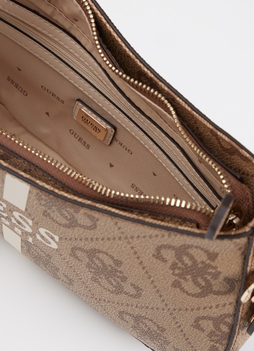 GUESS Noelle ll schoudertas met logoprint en afneembare schouderriem - detail 4 lichtbruin