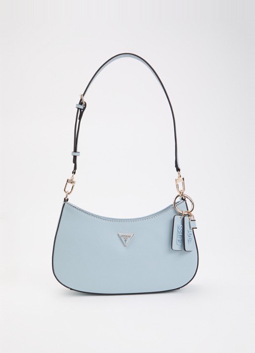 GUESS Noelle ll schoudertas met logoprint en afneembare schouderriem - voorkant 5 lichtblauw