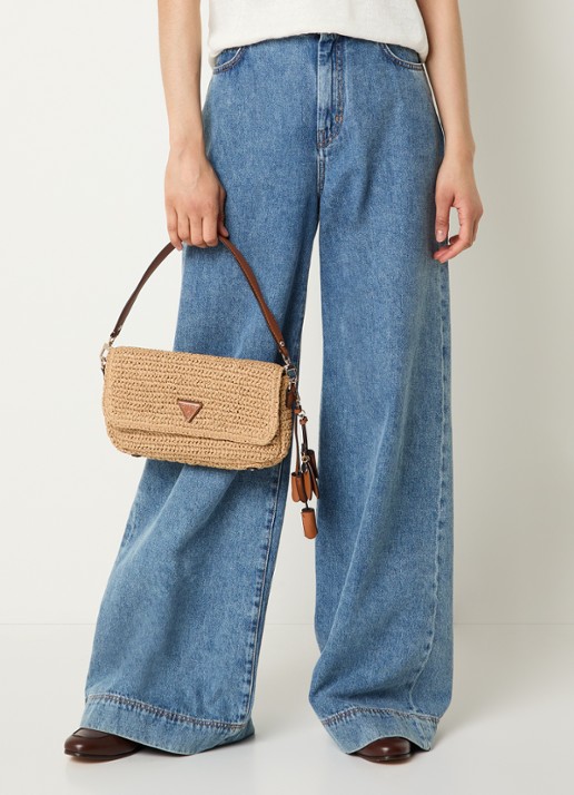 GUESS Ofelia flap schoudertas met afneembare schouderriem en tasbedel  - voorkant 3 bruin