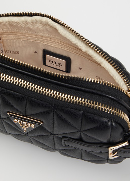 GUESS Paisleigh Mini crossbodytas met quilt patroon - detail 3 zwart