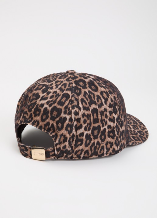 GUESS Pet met panterprint en logo - detail 2 bruin