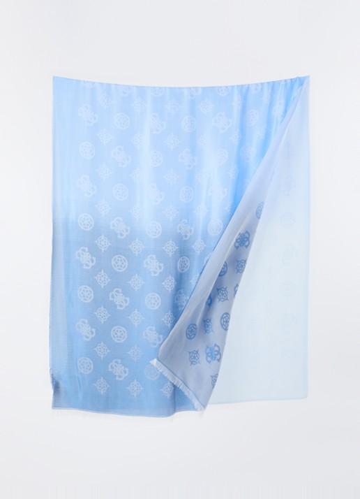 GUESS Sjaal met logo print 185 x 75 cm - detail lichtblauw