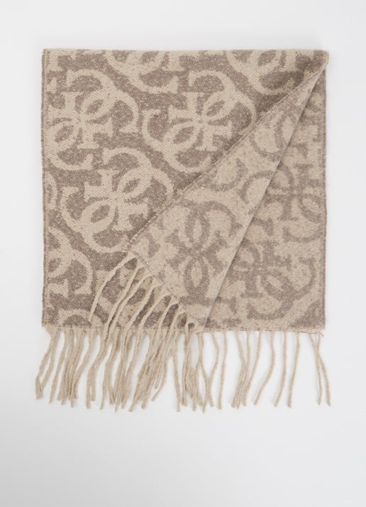 GUESS Sjaal met logoprint en franjes 40 x 180 cm