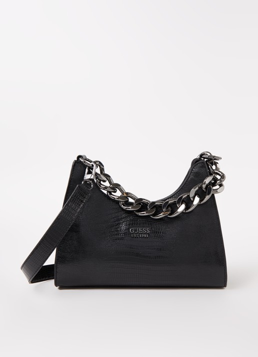 GUESS Tullia handtas met structuur - voorkant 4 zwart