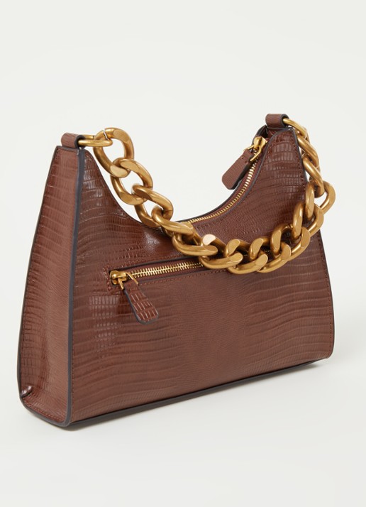 GUESS Tullia handtas met structuur - achterkant 4 bruin