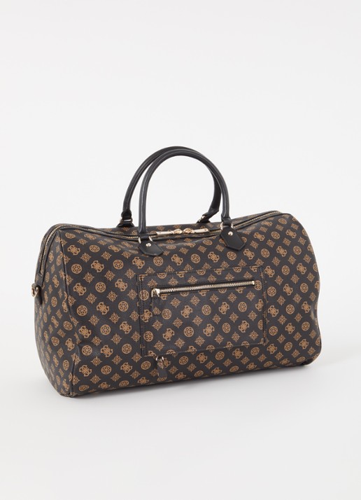 GUESS Wilder weekendtas met logoprint en afneembare schouderriem - achterkant bruin