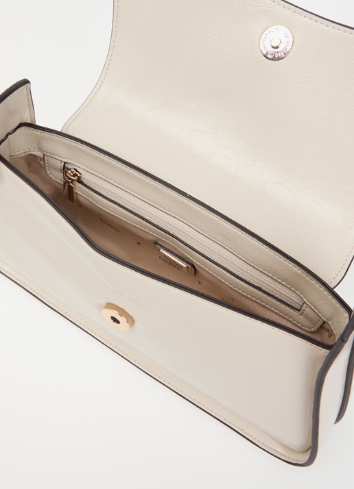 GUESS Xena schoudertas van leer - detail beige
