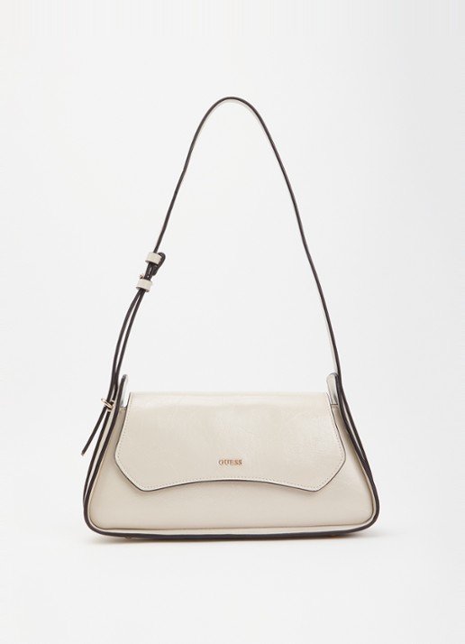 GUESS Xena schoudertas van leer - voorkant 5 beige
