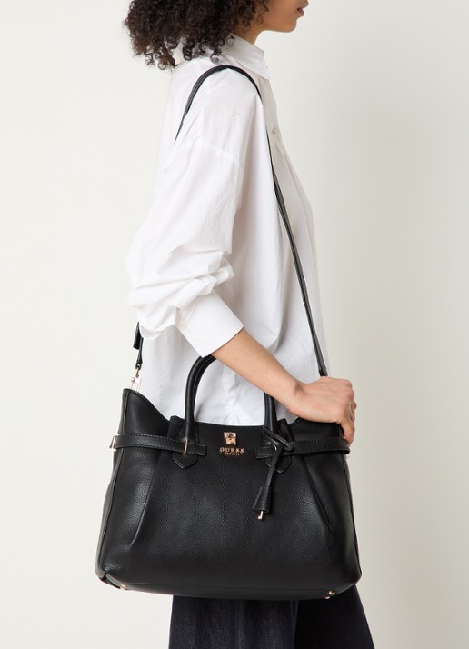 GUESS Yesba handtas met afneembare schouderriem - voorkant 3 zwart